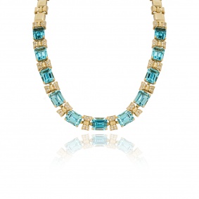Yellow Gold Topaz & Diamond Necklace